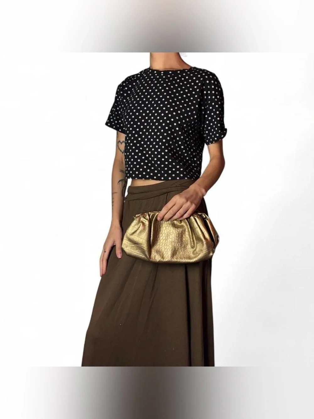 Small Gold Faux Croc Clutch Purse